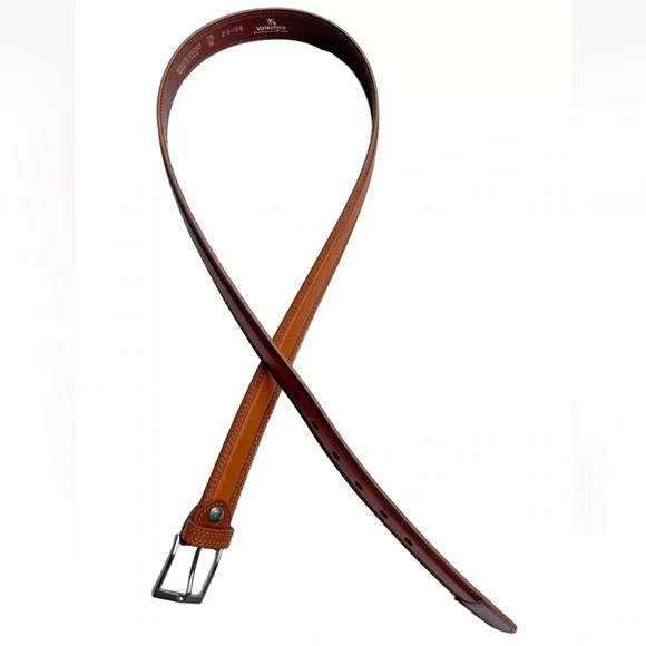 Valentino Vip Mens Belt Brown Leather Made in Italy 36 - Picture 5 of 8